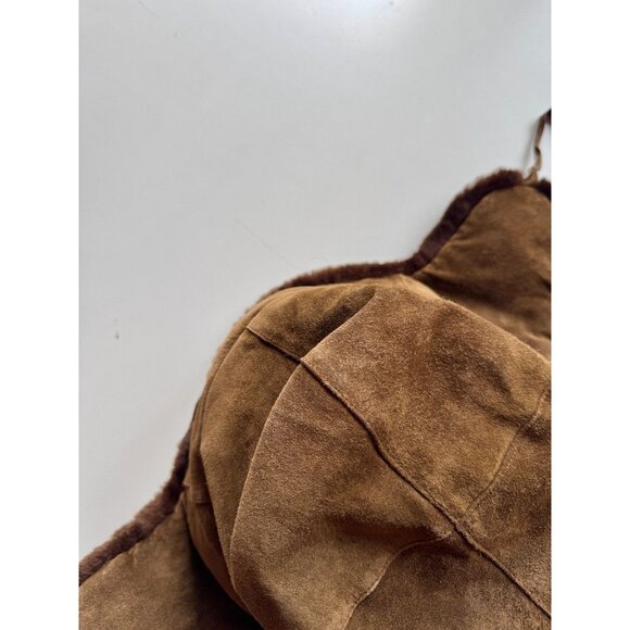 Vintage Dark Brown Suede Leather Faux Fur Trapper Hat, Size 59 - Picture 5 of 12